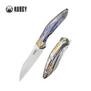 Kubey Barracuda Folding Knife – 4.02″ M390 Tanto Blade, Colorful Flame Titanium