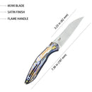 Kubey Barracuda Folding Knife – 4.02″ M390 Tanto Blade, Colorful Flame Titanium