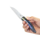 Kubey Barracuda Folding Knife – 4.02″ M390 Tanto Blade, Colorful Flame Titanium
