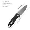 Kubey Belus KUB342A EDC Folding Knife – Black G10, 3.39″ D2 Blade