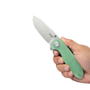Kubey Belus KUB342F EDC Folding Knife – Jade G10, 3.39″ D2 Blade