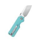 Kubey Boxer Liner Lock Flipper Folding Knife Blue G10 Handle 2.48" Satin 14C28N Sheepsfoot KU407B