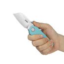 Kubey Boxer Liner Lock Flipper Folding Knife Blue G10 Handle 2.48" Satin 14C28N Sheepsfoot KU407B