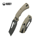 Kubey Dheo Liner Lock Flipper Folding Knife Beige G10 Handle 3.15" Blackwash 14C28N Drop Point KU378D