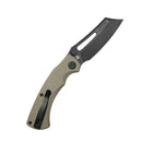 Kubey Dheo Liner Lock Flipper Folding Knife Beige G10 Handle 3.15" Blackwash 14C28N Drop Point KU378D