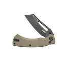Kubey Dheo Liner Lock Flipper Folding Knife Beige G10 Handle 3.15" Blackwash 14C28N Drop Point KU378D