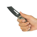 Kubey Dheo Liner Lock Flipper Folding Knife Beige G10 Handle 3.15" Blackwash 14C28N Drop Point KU378D