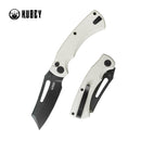 Kubey Dheo Liner Lock Flipper Folding Knife White G10 Handle 3.15" Blackwash 14C28N Drop Point KU378E