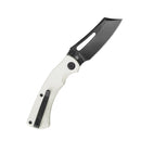 Kubey Dheo Liner Lock Flipper Folding Knife White G10 Handle 3.15" Blackwash 14C28N Drop Point KU378E
