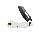 Kubey Dheo Liner Lock Flipper Folding Knife White G10 Handle 3.15" Blackwash 14C28N Drop Point KU378E