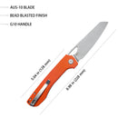 Kubey Elang KUB365A Linerlock Folding Knife – Orange G10, 3.74″ D2 Blade