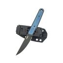 Kubey JL Kwaiken Fixie Fixed Blade Knife Blue Micarta Handle 3.11" Blackwash 14C28N KU355B
