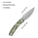 Kubey Momentum Front Flipper Folding Knife 3.43" AUS-10 Bead Blasted Drop Point Blade Digital Camo G10 Handle KU344K