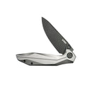 Kubey Nova Folding Knife 3.66" 14C28N Drop Point Darkwashed Blade Gray Titanium Handle KB235E
