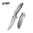 Kubey Nova Folding Knife 3.66" 14C28N Drop Point Bead Blasted Blade Gray Titanium Handle KB235F
