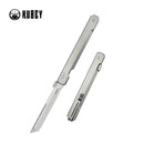 Kubey Prism Button Lock Titanium Folding Knife – 3.5″ 14C28N Tanto