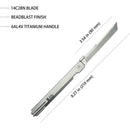 Kubey Prism Button Lock Titanium Folding Knife – 3.5″ 14C28N Tanto