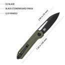 Kubey Royal KUB321F Folding Knife – Black/OD Green G10, 2.99″ D2 Blade