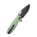 Kubey Tityus Liner Lock Flipper Folding Knife Jade G10 Handle 3.39" Blackwash 14C28N Blade KU322X