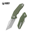 Kubey Yokai Folding Knife Green G10 Handle 3.23" Stonewashed 14C28N KU392B