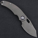 Kunwu Lefty Compadre Folding Knife – 2.95in Vanax Stonewashed Blade, Titanium Handle