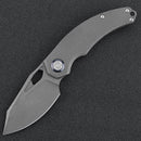 Kunwu Compadre Folding Knife – 2.95in Vanax Stonewashed Blade, Titanium Handle