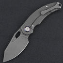 Kunwu Lefty Compadre Folding Knife – 2.95in Vanax Stonewashed Blade, Titanium Handle