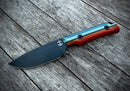 Leucadia Blade Co LandShark Mexican Blanket GCarta Black DLC front view – 3.5" black DLC MagnaCut drop point fixed blade, Mexican Blanket GCarta handle
