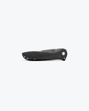 Benchmade Seven | Ten 710‑25 – 4″ M390 Satin Drop‑Point/Recurve Blade, Black Aluminum, AXIS Lock