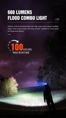 Lumintop W1 Multi-Light Rechargeable Flashlight – Black | 650m Range, White & Red Light, 21700 Battery