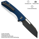 M Miguron Keryx Flipper Folding Knife Blue Micarta Handle 3.25" Dark Grey PVD 14C28N Blade MGR-813MBU