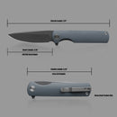 M Miguron Perism Flipper Folding Knife Grey G10 Handle 3.38" Dark Grey PVD D2 Blade MGR-811DGII
