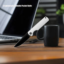 M Miguron Perism Flipper Folding Knife White G10 Handle 3.38" Black PVD D2 Blade MGR-811WHII