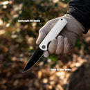 M Miguron Perism Flipper Folding Knife White G10 Handle 3.38" Black PVD D2 Blade MGR-811WHII