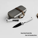M Miguron Perism Flipper Folding Knife White G10 Handle 3.38" Black PVD D2 Blade MGR-811WHII