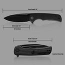 M Miguron Talism Flipper Folding Knife Black G10 Handle 3.01" Black PVD D2 Blade MGR-810BKII