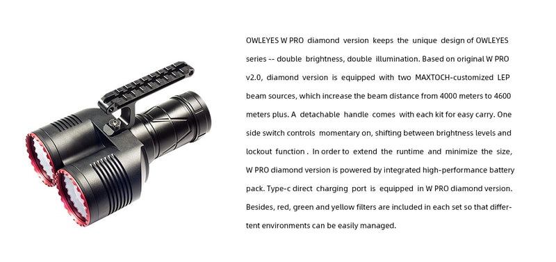 MAXTOCH OWLEYES W PRO V2 Long Range LEP Spotlight – 4600m Throw