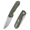 Remette Rhino MC25A – 3.15″ 14C28N drop point, green Micarta, button lock folding knife