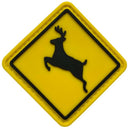 Deer Crossing Sign Morale Patch MHL-BYE front view – 1.97″ x 1.97″ yellow diamond road sign 3D PVC patch