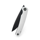 Miguron Akri Front Flipper Knife 3.18" 14C28N Black PVD Blade White G10 Handle MGR-801WHS
