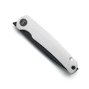 Miguron Akri Front Flipper Knife 3.18" 14C28N Black PVD Blade White G10 Handle MGR-801WHS