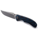 Miguron Centurion Folding Knife 3.5" 14C28N Stonewash & Satin Blade Blue Damascus G10 MGR-812DBU