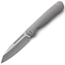 Miguron Ekry Front Flipper Folding Knife 3.35" CPM-20CV Rubbed Satin Blade Titanium Handle MGR-617GY