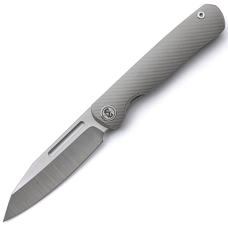 Miguron Ekry Front Flipper Folding Knife 3.35" CPM-20CV Rubbed Satin Blade Titanium Handle MGR-617GY