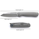 Miguron Ekry Front Flipper Folding Knife 3.35" CPM-20CV Rubbed Satin Blade Titanium Handle MGR-617GY