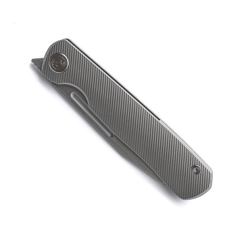 Miguron Ekry Front Flipper Folding Knife 3.35" CPM-20CV Rubbed Satin Blade Titanium Handle MGR-617GY