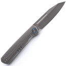 Miguron Ekry Front Flipper Folding Knife 3.35" CPM-20CV Rubbed Satin Blade Titanium Handle MGR-617GY
