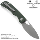 Miguron Moyarl Folding Knife 3.25" 14C28N Satin Blade Green Micarta Handle MGR-806MGN