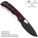 Miguron Moyarl Folding Knife 3.25" 14C28N Dark Grey PVD Blade Red Damascus G10 Handle MGR-806DRD