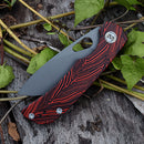Miguron Moyarl Folding Knife 3.25" 14C28N Dark Grey PVD Blade Red Damascus G10 Handle MGR-806DRD